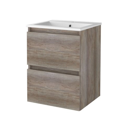 Badmeubelset Aquasplash Salt 50x46cm Greeploos 2 Lades Met Wastafel 1 Kraangat Scotch Oak 