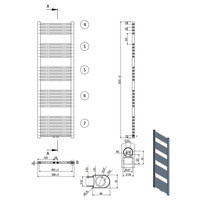 Designradiator Nile Gobi 160x50 cm Geborsteld Mat Zwart midden/zij-aansluiting