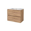 Badmeubelset Aquasplash Salt 80x46cm Greeploos 2 Lades Met Wastafel 1 Kraangat Whisky Oak