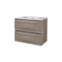 Badmeubelset Aquasplash Salt 80x46cm Greeploos 2 Lades Met Wastafel 1 Kraangat Scotch Oak