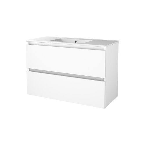 Badmeubelset Aquasplash Salt 100x46cm Greeploos 2 Lades Met Wastafel 1 Kraangat Ice White 