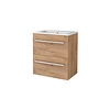 Boss & Wessing Badmeubelset Aquasplash Salt 60x39cm Met Grepen (Kleurkeuze) 2 Lades Met Wastafel 1 Kraangat Whisky Oak