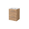 Boss & Wessing Badmeubelset Aquasplash Salt 50x46cm Met Grepen (Kleurkeuze) 2 Lades Met Wastafel 1 Kraangat Whisky Oak