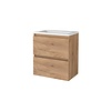 Boss & Wessing Badmeubelset Aquasplash Salt 60x39cm Greeploos 2 Lades Met Wastafel Acryl Whisky Oak