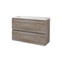 Badmeubelset Aquasplash Salt 100x39cm Greeploos 2 Lades Met Wastafel 2 Kraangaten Scotch Oak