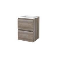 Badmeubelset Aquasplash Salt 50x46cm Greeploos 2 Lades Met Wastafel Acryl 1 Kraangat Scotch Oak