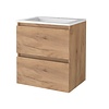 Boss & Wessing Badmeubelset Aquasplash Salt 60x46cm Greeploos 2 Lades Met Wastafel Acryl 1 Kraangat Whisky Oak