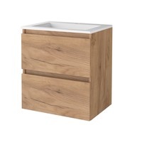 Badmeubelset Aquasplash Salt 60x46cm Greeploos 2 Lades Met Wastafel Acryl 1 Kraangat Whisky Oak