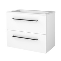 Badmeubelset Aquasplash Salt 80x46cm Met Grepen (Kleurkeuze) 2 Lades Met Wastafel Acryl Ice White