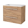 Boss & Wessing Badmeubelset Aquasplash Salt 80x46cm Met Grepen (Kleurkeuze) 2 Lades Met Wastafel Acryl Whisky Oak
