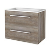 Boss & Wessing Badmeubelset Aquasplash Salt 80x46cm Met Grepen (Kleurkeuze) 2 Lades Met Wastafel Acryl Scotch Oak