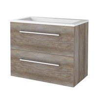 Badmeubelset Aquasplash Salt 100x46cm Met Grepen (Kleurkeuze) 2 Lades Met Wastafel 2 Kraangaten Scotch Oak