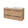 Badmeubelset Aquasplash Salt 120x46cm Met Grepen (Kleurkeuze) 4 Lades Met Wastafel Acryl 2 Kraangaten Whisky Oak