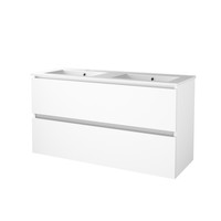 Badmeubelset Aquasplash Salt 120x46cm Greeploos 2 Lades Met Wastafel Porselein 2 Kraangaten Ice White