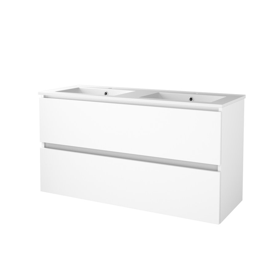 Badmeubelset Aquasplash Salt 120x46cm Greeploos 2 Lades Met Wastafel Porselein 2 Kraangaten Ice White