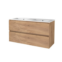 Badmeubelset Aquasplash Salt 120x46cm Greeploos 2 Lades Met Wastafel Porselein 2 Kraangaten Whisky Oak