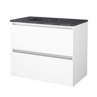 Badmeubelset Aquasplash Salt 80x46cm Greeploos 2 Lades Met Wastafel Hardsteen Ice White