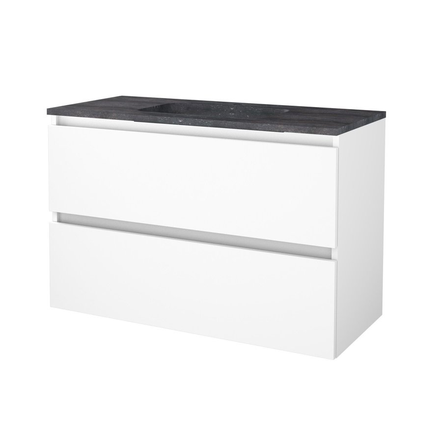 Badmeubelset Aquasplash Salt 100x46cm Greeploos 2 Lades Met Wastafel Hardsteen 1 Kraangat Ice White