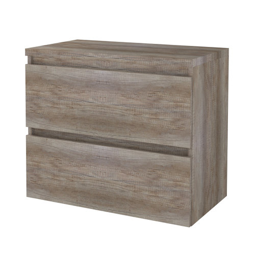 Badmeubelset Aquasplash Salt 80x46cm Greeploos 2 Lades Met Afdekplaat Scotch Oak 