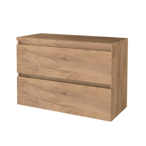 Badmeubelset Aquasplash Salt 100x46cm Greeploos 2 Lades Met Afdekplaat Whisky Oak 