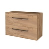 Boss & Wessing Badmeubelset Aquasplash Salt 100x46cm Met Grepen (Kleurkeuze) 2 Lades Met Afdekplaat Whisky Oak