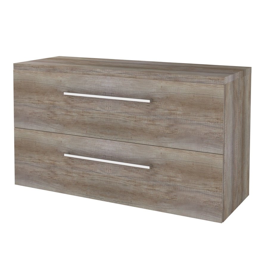 Badmeubelset Aquasplash Salt 120x46cm Met Grepen (Kleurkeuze) 2 Lades Met Afdekplaat Scotch Oak