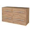 Boss & Wessing Badmeubelset Aquasplash Salt 120x46cm Met Grepen (Kleurkeuze) 4 Lades Met Afdekplaat Whisky Oak