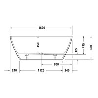 Vrijstaand Ligbad Duravit D-Neo 160x75x60 cm Zonder Overloop Mat Wit