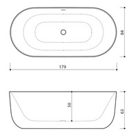 Vrijstaand Bad Xenz Mauro 180x84x64 cm Solid Surface Wit