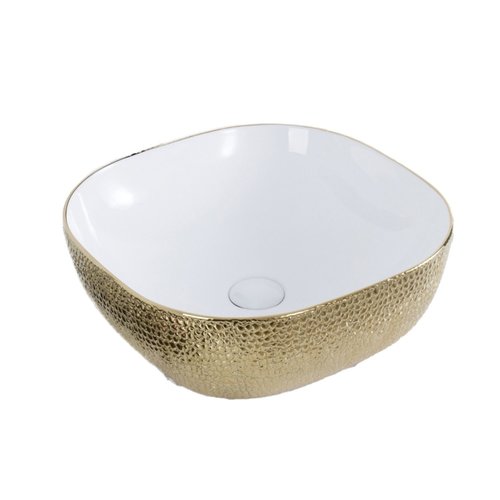 Waskom Best Design Royal Gold Opbouw Keramiek 42.5x14.5 cm Messing Goud 