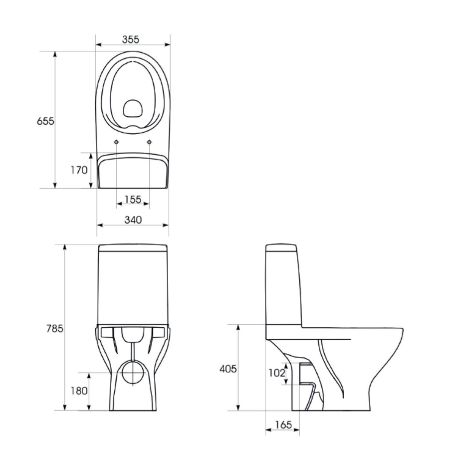 Wc-pack Staand Allibert Trapez Horizontale Afvoer Wit