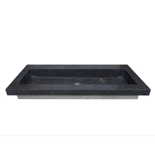 Wastafel Aquasplash Stone 120x46 cm Zonder Kraangaten Hardsteen Zwart 