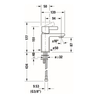 Wastafelkraan Duravit D-Neo Mengkraan EcoStart Eengreeps 5x13.9x15.1 cm Chroom