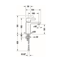 Wastafelkraan Duravit D-Neo Mengkraan EcoStart Eengreeps 50x154x165 mm Chroom