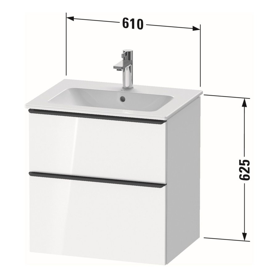 Badmeubel Duravit D-Neo Wand 61x46.2x62.5 cm Mat Eiken Zwart