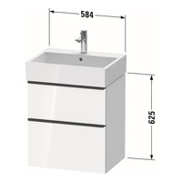 Badmeubel Duravit D-Neo Wand 58.4x44.2x62.5 cm Mat Basalt