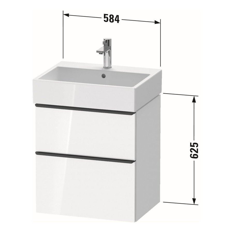 Badmeubel Duravit D-Neo Wand 58.4x44.2x62.5 cm Mat Basalt