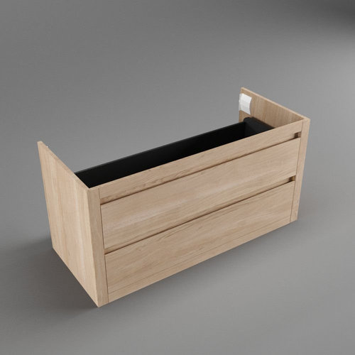 Forzalaqua Gela Onderkast 100x51x50cm met 2 Lades Greeploos Smoke Massief Eiken 