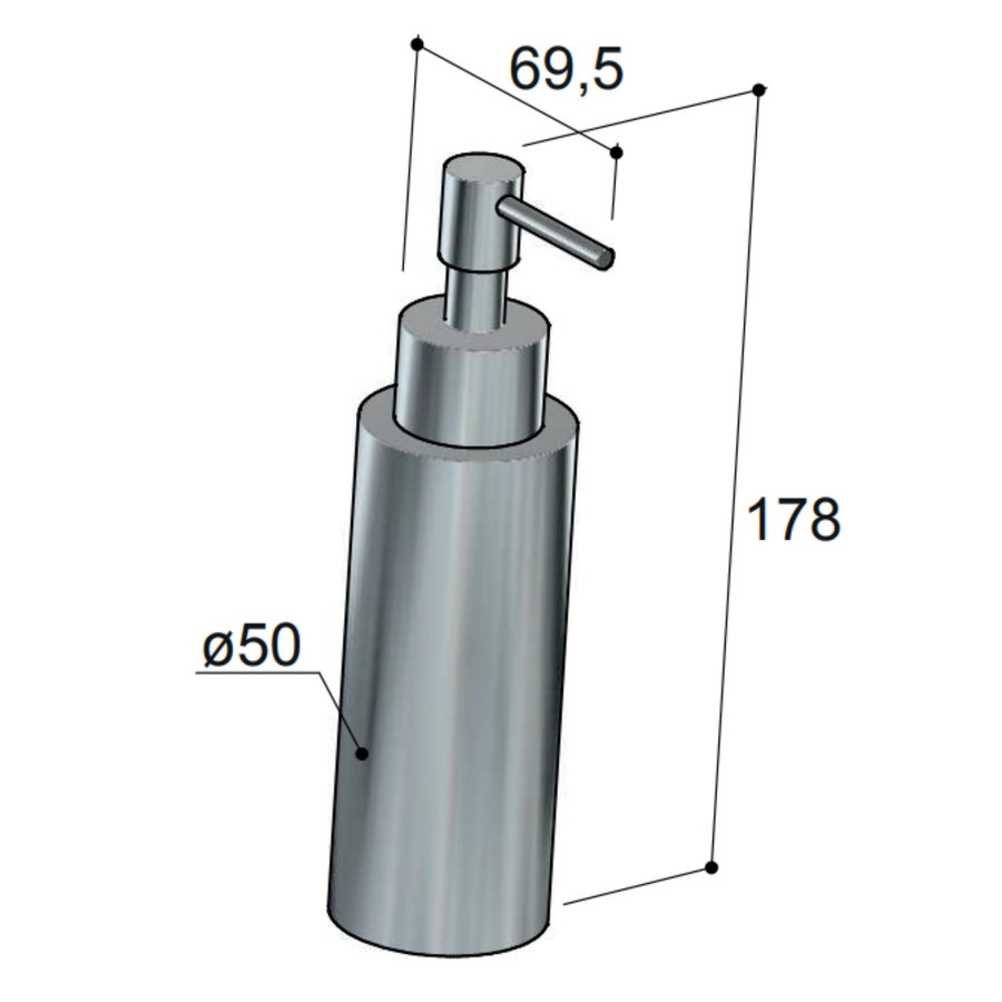Zeepdispenser Hotbath Gal Vrijstaand Geborsteld Nikkel PVD