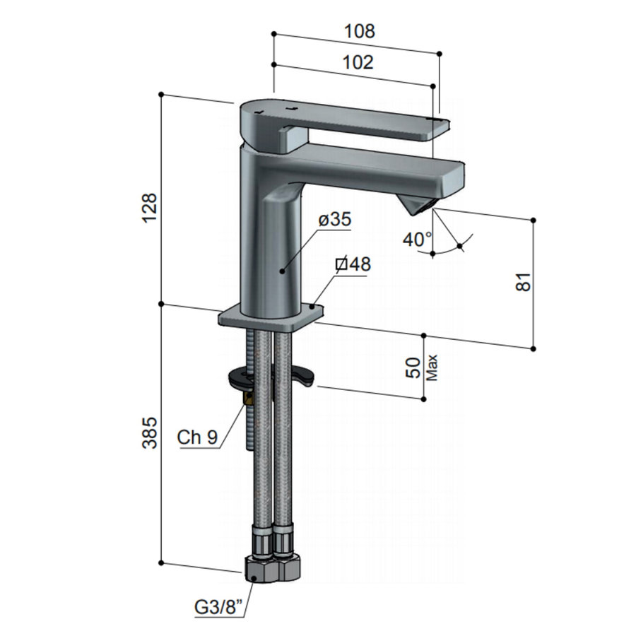 Fonteinkraan Hotbath Gal Mengkraan 12.8 cm Geborsteld Gunmetal PVD