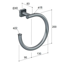 Handdoekring Hotbath Gal Mat Zwart