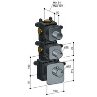 Thermostaat Hotbath Gal High Flow met 2 Stopkranen Geborsteld Nikkel PVD