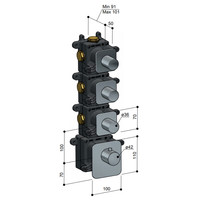 Thermostaat Hotbath Gal High Flow met 3 Stopkranen Geborsteld Gunmetal PVD