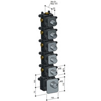 Thermostaat Hotbath Gal High Flow met 5 Stopkranen Mat Zwart