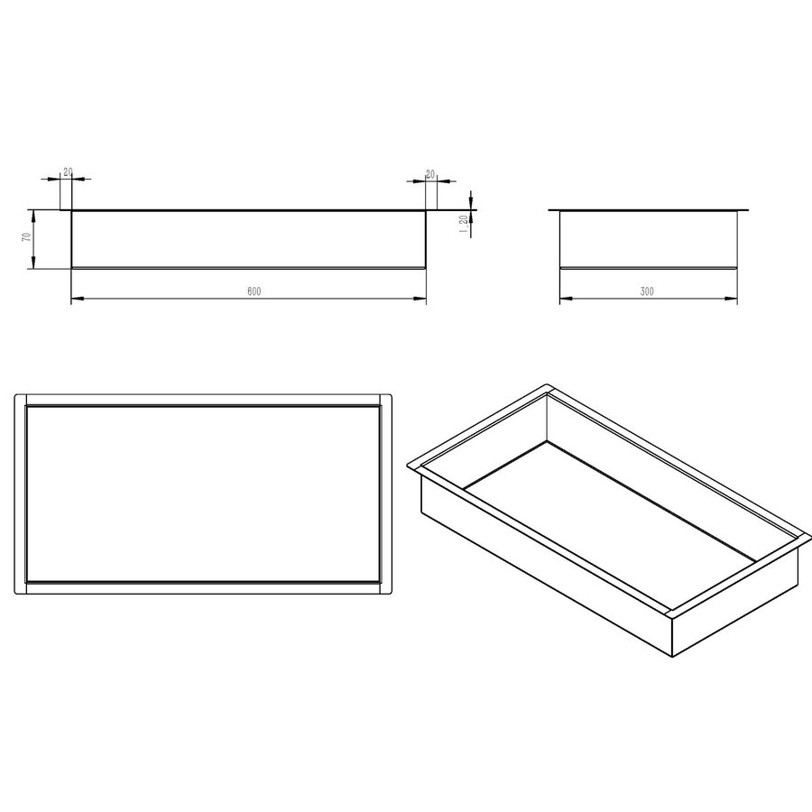 Inbouwnis Wiesbaden 30x60x7 cm Geborsteld Messing Goud