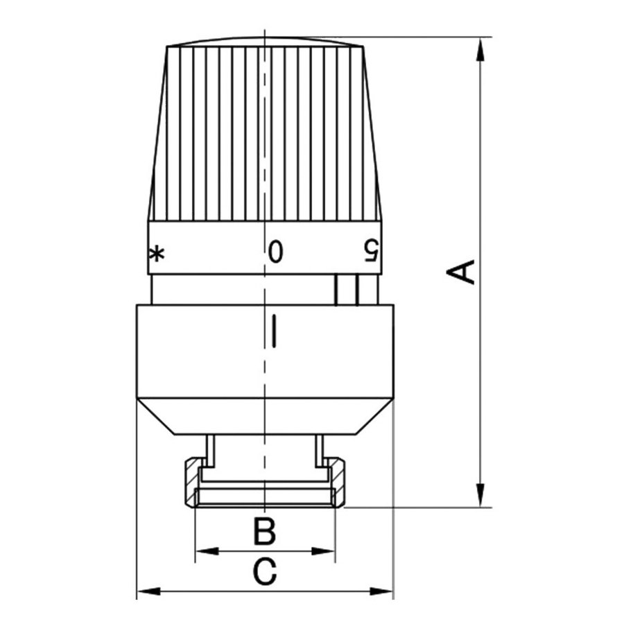 Thermostatisch Radiatorventiel Riko 1/2"x15 mm Recht Mat Zwart