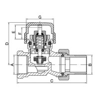 Thermostatisch Radiatorventiel Riko 1/2" Recht zonder Knop met Adaptor Mat Zwart