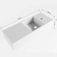 Fontein Mondiaz Tyne 60 cm Solid Surface Positie Recht 1 Kraangat Urban