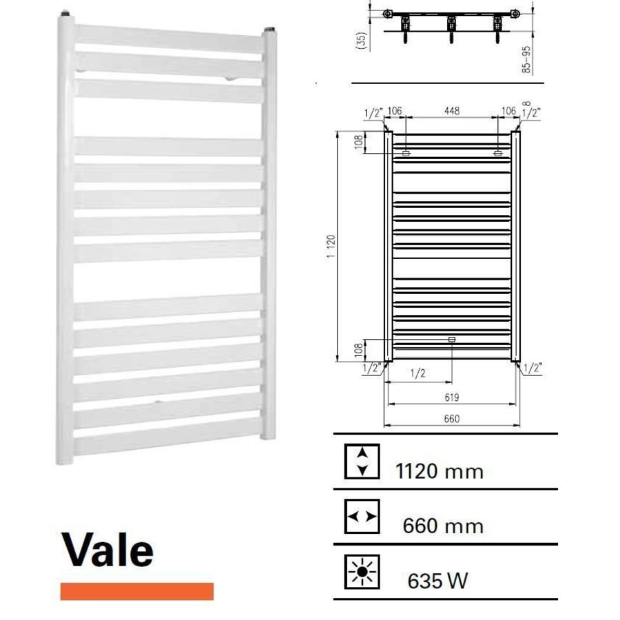 Designradiator Vale 1120 x 660 mm Mat Zwart