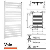 Designradiator Vale 700 x 560 mm Donkergrijs Structuur